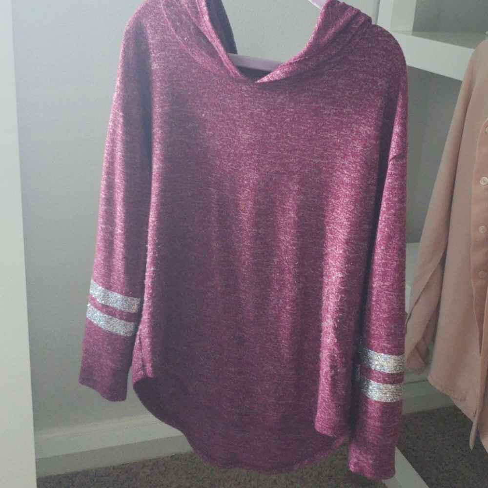 JUSTICE Hooded varsity t shirt